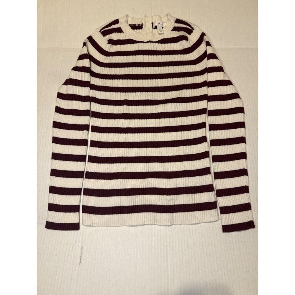 Women's Ribbed Rugby Long Sleeve Striped Cotton Blend Y2K Top Size Medium